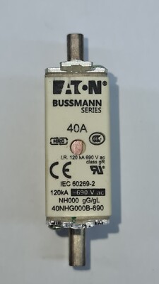 BUSSMANN Fuse-link, LV, 40 A, AC 690 V, NH000, gL/gG, IEC, dual indicator