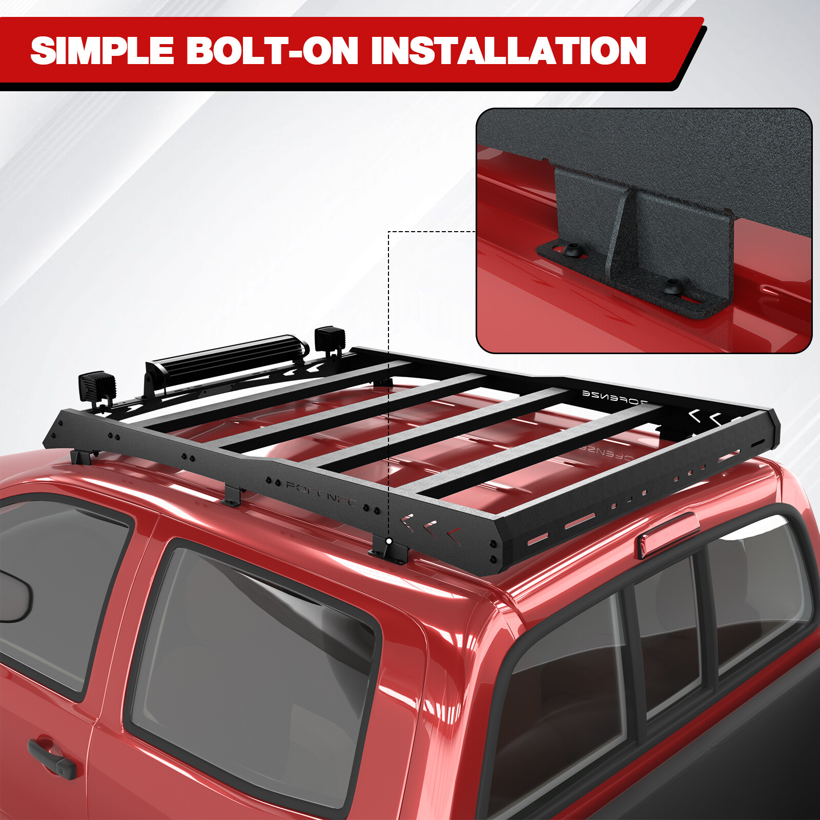 Heavy Steel Roof Cargo Rack w/ LED Light Fits Toyota Tacoma 2005-2023 Double Cab