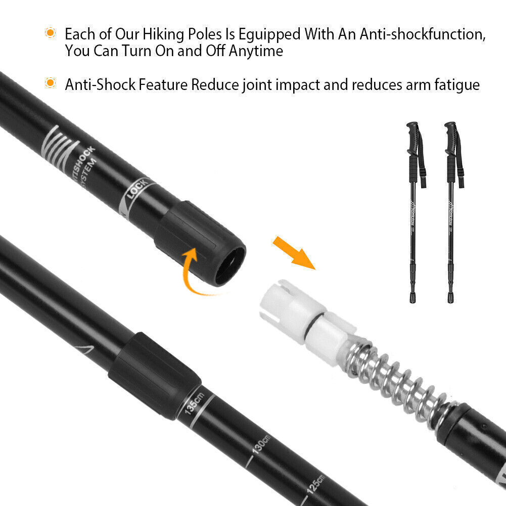 1 Pair Telescopic Walking Poles Sticks Extending Adjustable Antishock Hiking UK eBay
