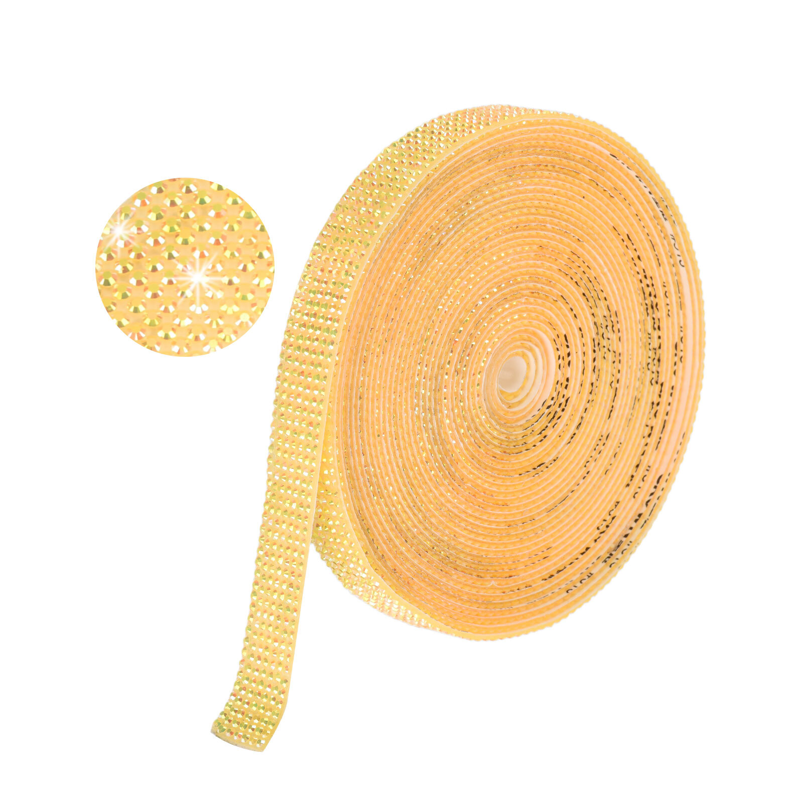 Self Adhesive Rhinestone Strips 6 Yards 0.45 Inch for Craft,Orange AB