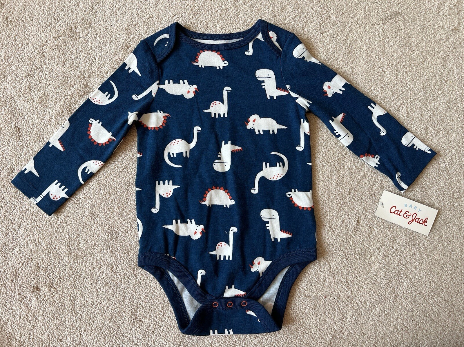Cat & Jack - Blue/White Dinosaurs - Long Sleeve - One Piece - 12M - NWT