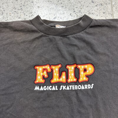 Vintage flip skateboards magical gray T-shirt size medium 90s | eBay