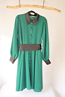 long sleeve green polka dot dress Maisie Bias Long Sleeve Mini Dress In Olive Green Polka Dots 8 main image 1