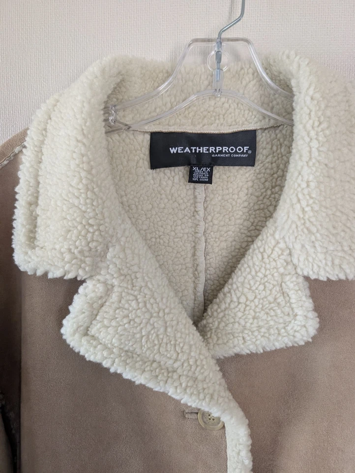 Abrigo de Colección Penny Lane XL Tostado Boho Festival Imitación Gamuza Cuero Borde de Piel de Oveja Foto 2 de 4