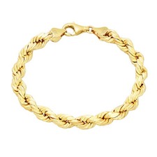10k Yellow Gold 7mm Diamond Cut Italian Rope Chain Bracelet Mens Womens 7"