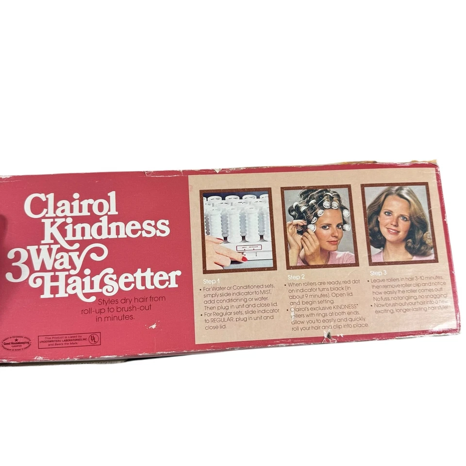 Vintage Clairol Kindness 3 Way Hairsetter 1974 Heated Mist 20 Curlers Plug In - Image 3 of 4