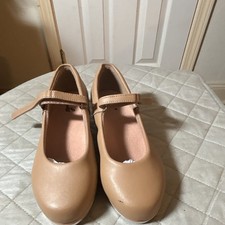 Leo's Women's Mary Jane Tap Dance Shoes Metal Taps Beige Size 11.5 M