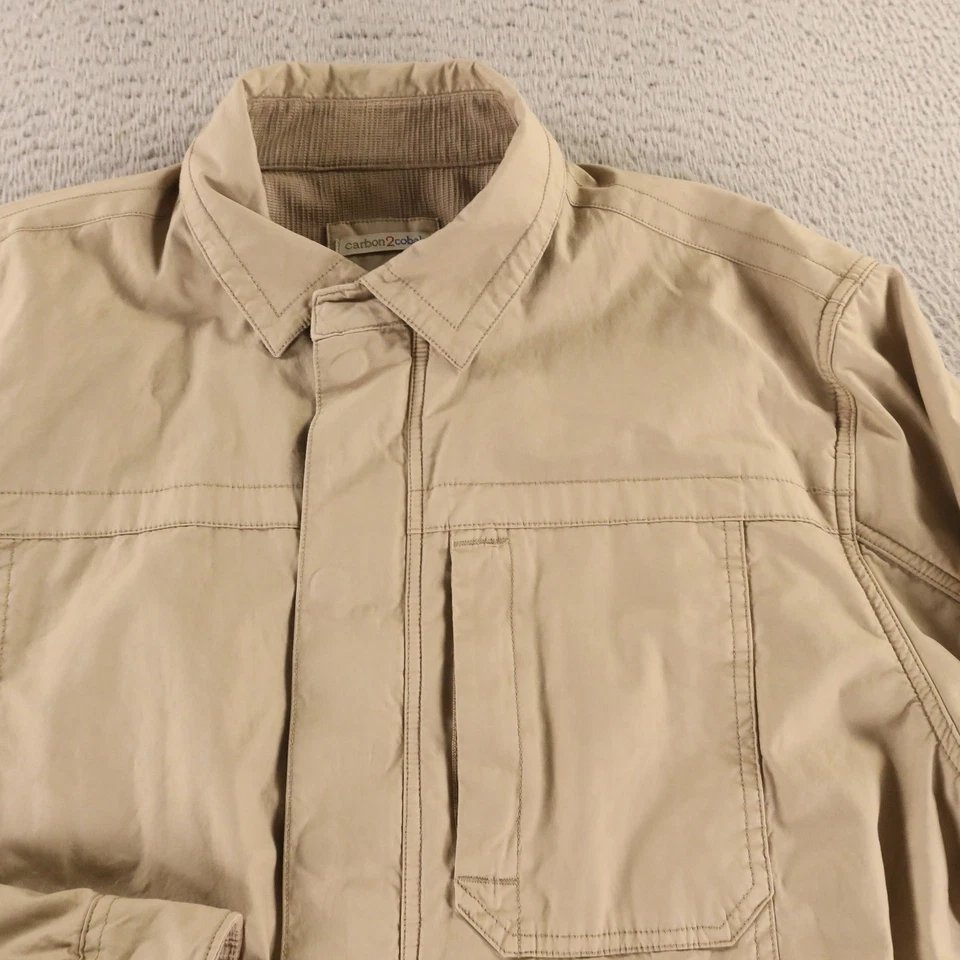 Chaqueta Carbon 2 Cobalto Para Hombre L Beige 100% Algodón Cremallera Completa Forrada con Botones a Presión Foto 2 de 4