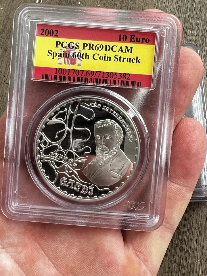 2002 SPAIN SILVER 10 EURO  - PCGS PR69 DCAM BEAUTIFUL COIN! - Image 2 of 3