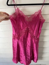 Vintage Y2K Victoria  s Secret 100 Silk Fuchsia Slip Dress S Chemise Nightgown