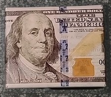 USA One Hundred Dollar Bill Print Men's Vegan Leather Bifold Wallet