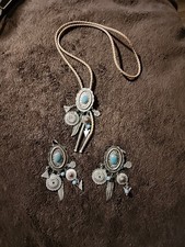 Bolo Tie And Earrings Set In A Native America...