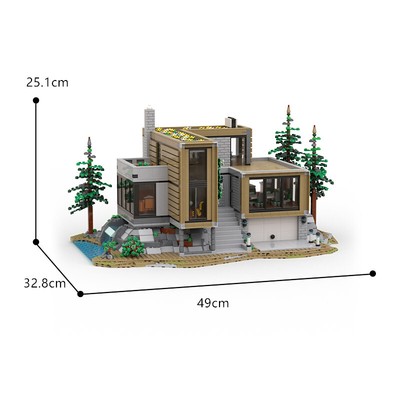 Modern Forest Villa Modular House MOC Building Blocks Bricks DIY Toy Set