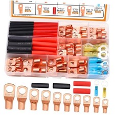 Copper Wire Lugs AWG 2 4 6 8 10 12 14 16 Gauge Battery Terminal 110PCS