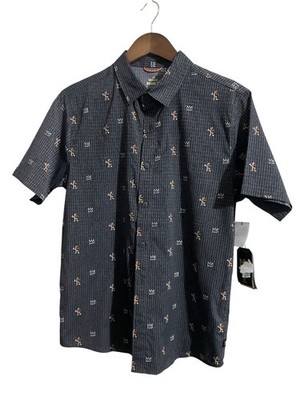 New Mens ROARK Bless Up Black Basquiat SS Button Up Shirt Sz Small