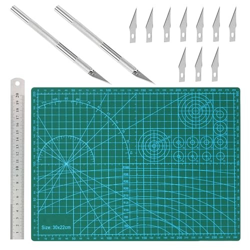 Tapis de decoupe auto-cicatrisant double face antiderapant kit de 14 pieces pour patchwork