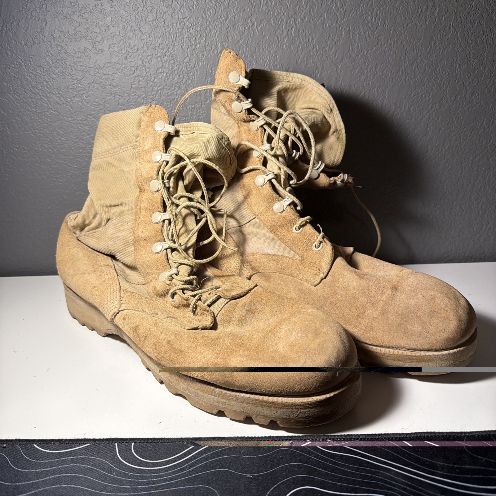 Rocky Combat Boots Hot Weather Army Tan Suede Leather 789 Mens Size 11 R-image