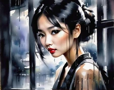 Figurative Portraits Introspective Emo Girl Canvas Wall Art Picture