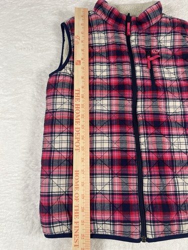 Vineyard Vines Reversible Multicolor Quilted Plaid Sherpa Vest Girls Size L (14) - Picture 10 of 10