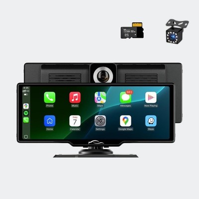 Pro Max 10'' Wireless CarPlay Screen w 4K Dash Cam & Backup Camera
