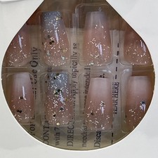 Natural  Comfortable Press On Nails Glitter Gradient Design Fake Nails 24 Pcs