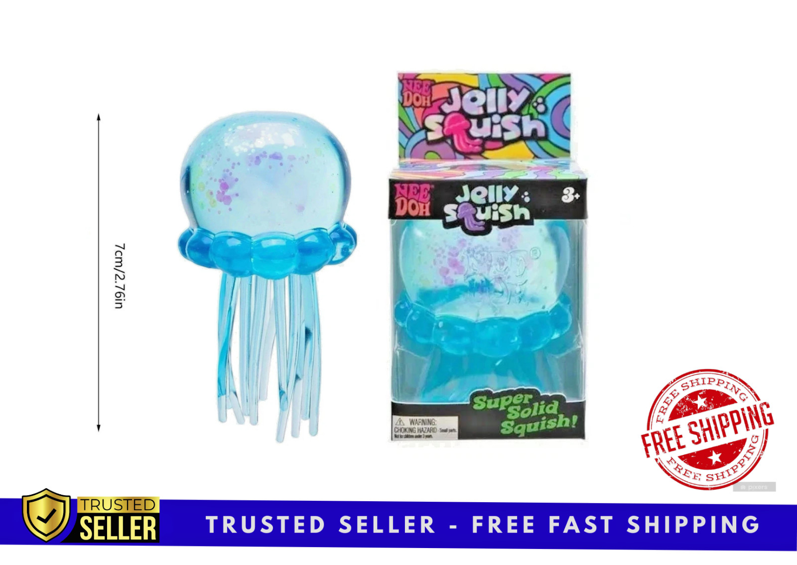 Nee Doh Jellyfish Jelly Squish Stress Toy Fidget Squeeze NeeDoh Trending (Small)