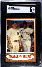 1962 Topps Manager's Dream MICKEY MANTLE WILLIE MAYS #18 SGC 5 EX Condition