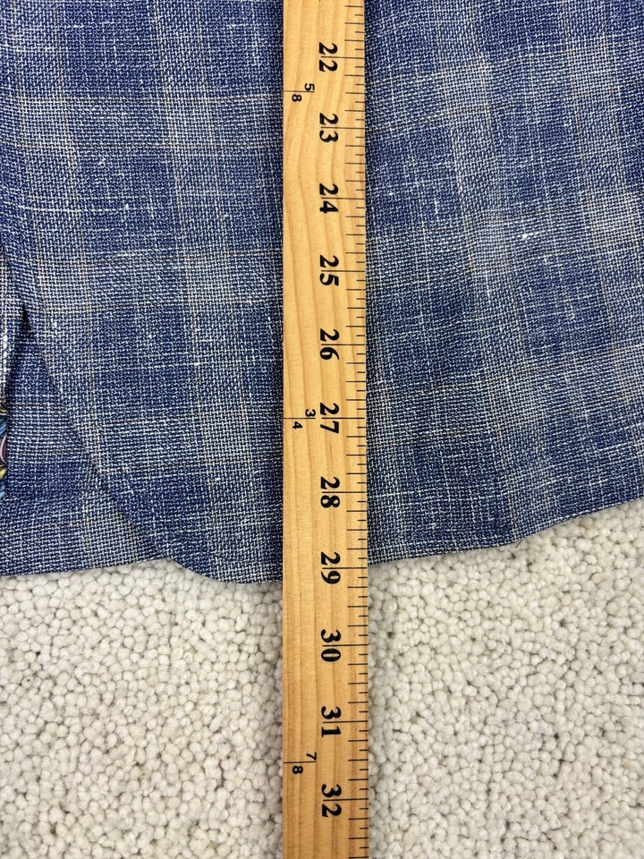 Abrigo deportivo Robert Graham para hombre 42R azul a cuadros lana lino blazer chaqueta Macchio Foto 3 de 4