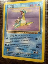 Pokémon TCG Fossil Lapras Card 25/62 Unlimited Rare Non-Holo WOTC MP English