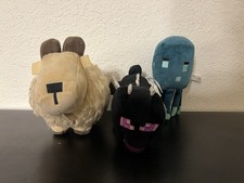 Minecraft Plush Lot Of 3 Ender Dragon, Glow Squid, And Goat