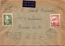 GOLDPATH: Poland cover 1950 registered to USA airmail CV897_P15