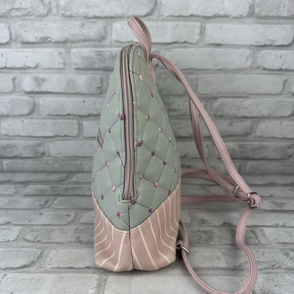 LUV BETSEY By Betsey Johnson Backpack Quilted Hearts Gray/Pink - Image 4 of 4