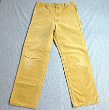 VTG Carhartt Brown USA MADE Carpenter Pants Straight Regular Fit 33x34 WU1306