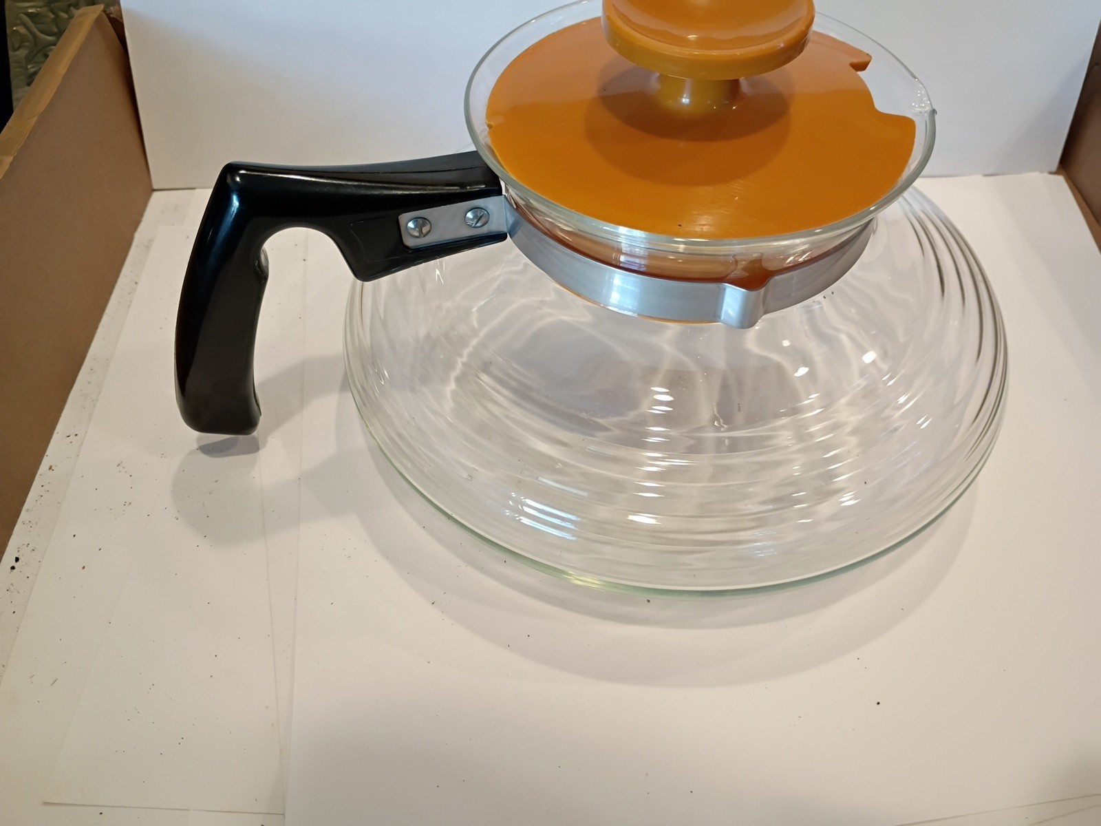 MCM Filtron Glass Coffee Carafe W/Lid Black Bakelite Handle Vintage Mid Century