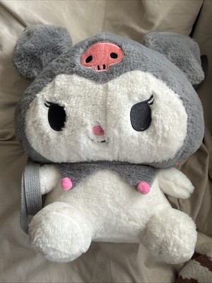 Sanrio Kuromi Plush 12  Backpack Shoulder Bag Purse With Straps Pink Skull