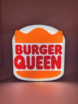 Burger Queen LED Lamp Light Box Decor for Gaming Room, Stream Setup 3d Printed