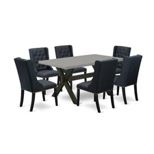 East West Furniture X696FO624-7 7 Pc Dining Set Includes 6 Black Linen...