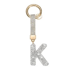 Initial Keychain for Women, Cute Sparkly Rhinestone Key Chains White Letter K 