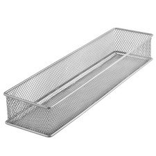 Mesh Shelf Organizer, Silver Storage Bins, Office Desktop Holder
