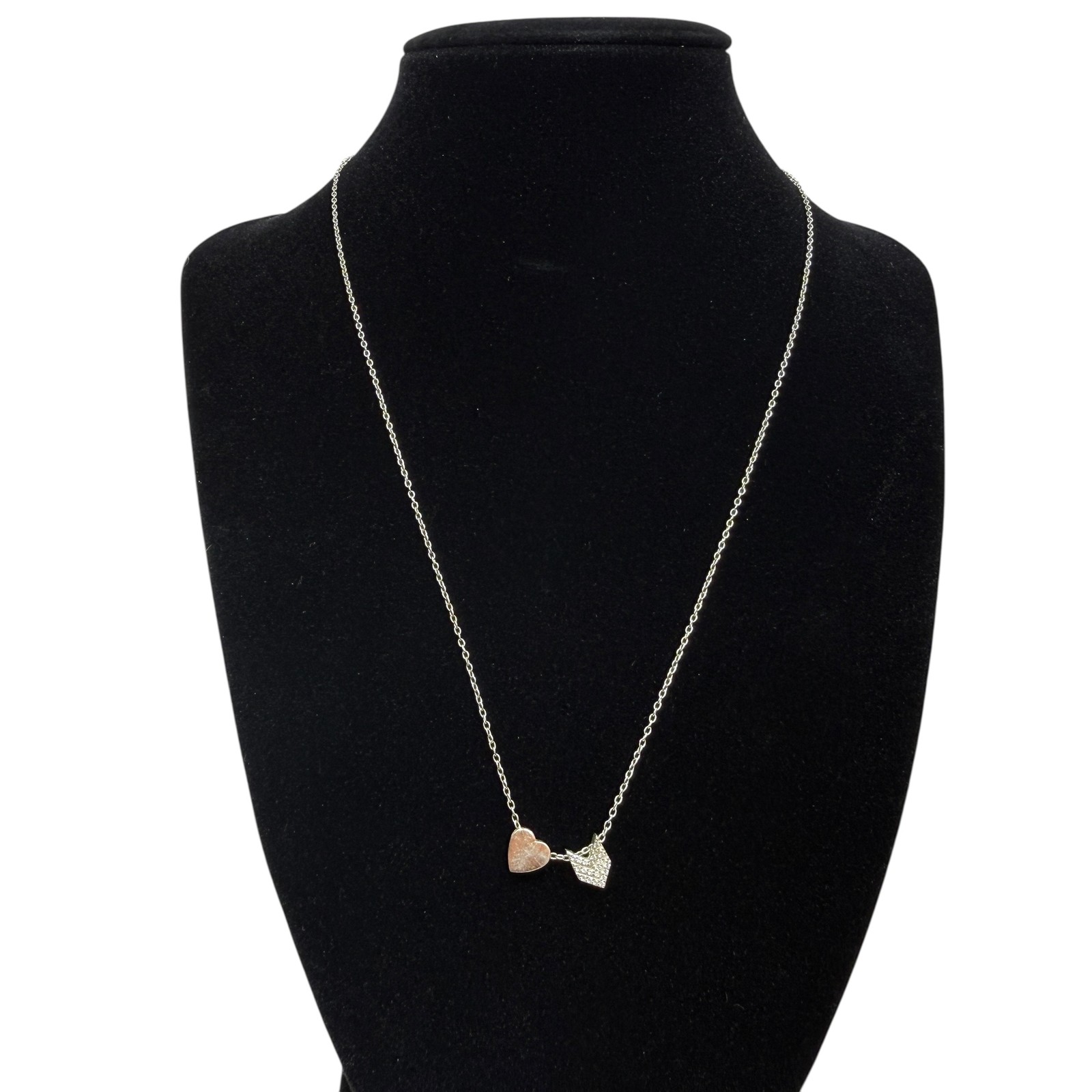 925 Sterling Silver Two Tone Interlocking Heart P… - image 1