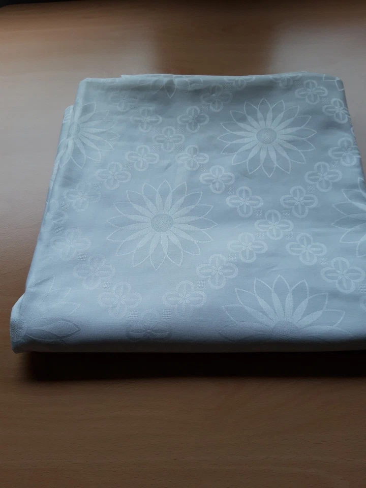 Tischdecke, Damast, weiß, florales Muster ca.260x125 cm NEU