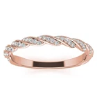 14K Rose Gold FN Moissanite Twisted Rope Ring 925 Silver Stackable Band Size 7