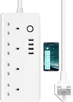 Matter Smart Steckdosenleiste APP Steuerung Timer Siri Alexa und Google Home 2M weiß