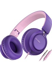 Girls Headphones, On-Ear Headphones Wired Purple Pink 3.5 Mm Jack