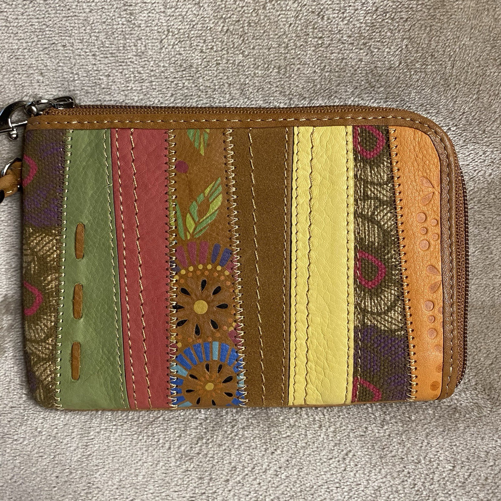 Fossil Wallet Patchwork Leather Multicolor Floral… - image 2