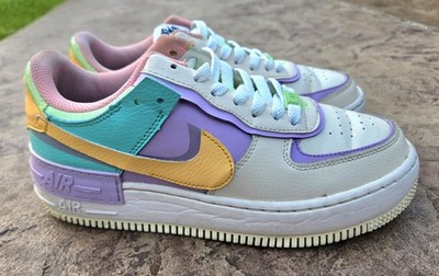 Nike AF1 Shadow Air Force 1 Pastels Purple Yellow Green Pink Teal Women s Sz 9.5