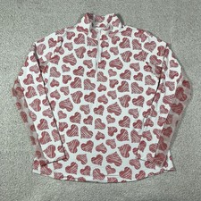 Ibkul 1/4 Zip Pullover Womens L Long Sleeve Scribble Hearts Performance UPF