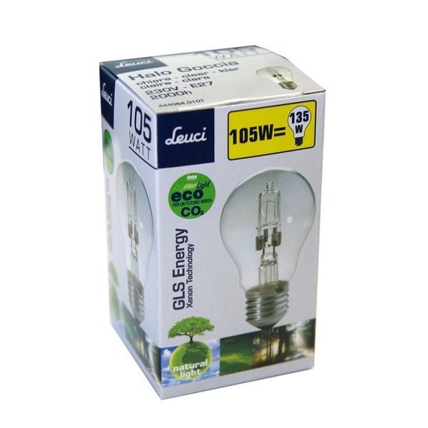 Leuci Eco Halogen GlüHbirne 105W =135Watt E27 GlüHlampe Goccia Klar Warm Dimmbar-image