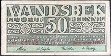 50 Pfennig Wandsbek 1919 serial note emergency money voucher 16.01.a3.01