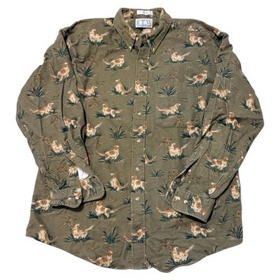 Ready to Wind Down Collie Duck Hunt Button-Down Shirt Sz L